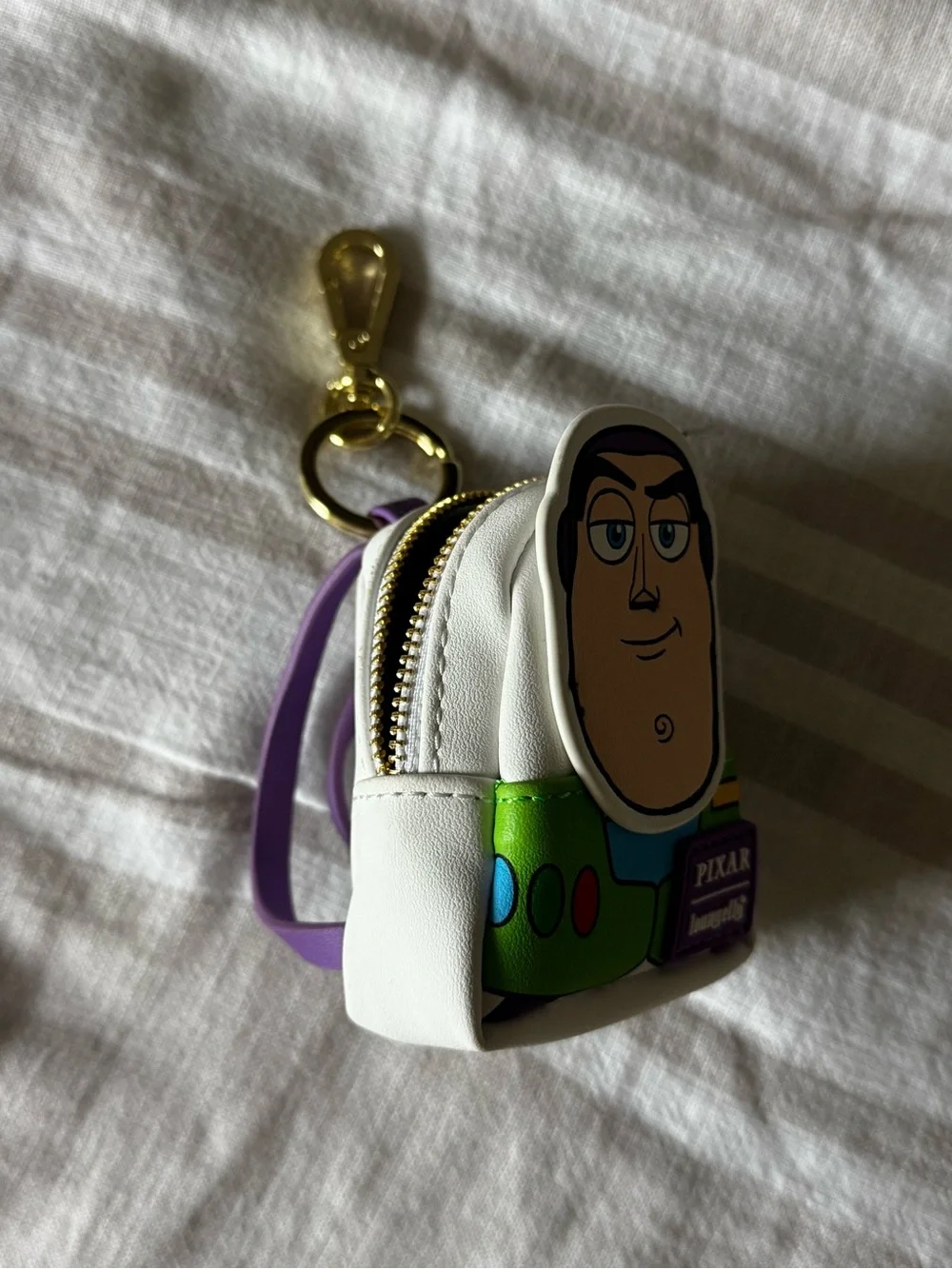 Loungefly White Purple Green Pixar Buzz Lightyear Mini Backpack Keychain